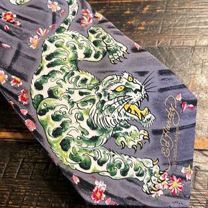 Ed Hardy Green Tiger Mens Tie